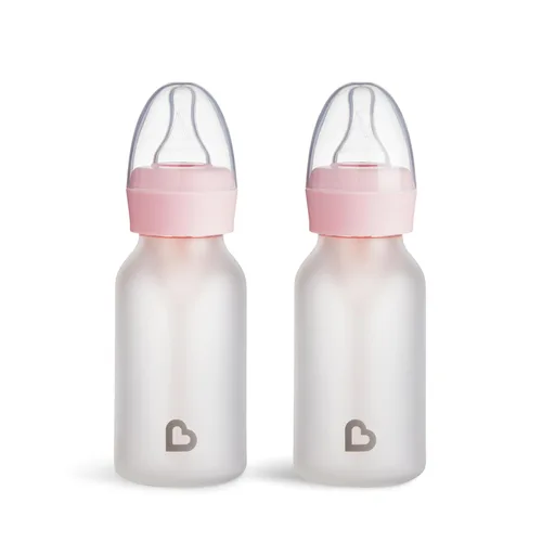 Miniatura 10 de Munchkin Bond Biberones de Vidrio Recubierto de Silicona para Bebé - Sistema de Alimentación Anticólico con Tetinas de Tacto Natural, 4 Onzas