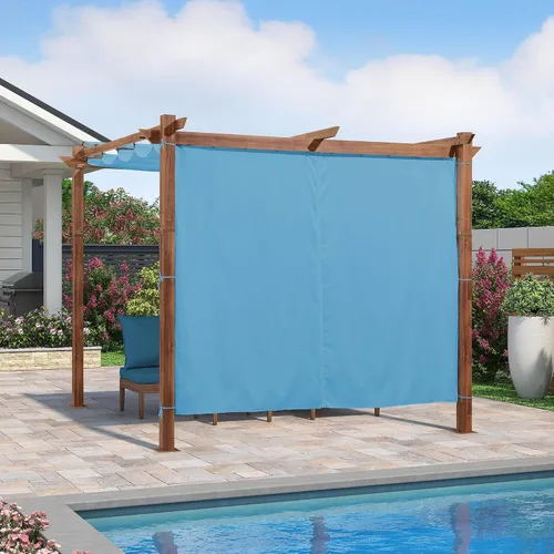 Miniatura 37 de PURPLE LEAF Pérgola retráctil para exteriores de 10 x 10 pies con toldo, refugio de metal para patio, jardín, pabellón, marco de grano de madera