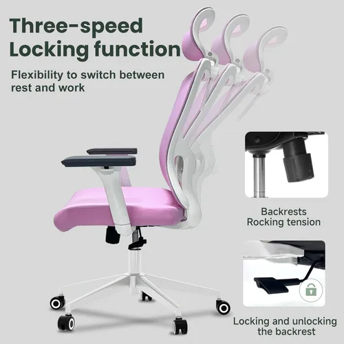 Miniatura 5 de Silla de oficina ergonómica - Silla de oficina de malla de 350LB con lumbar ajustable, silla de escritorio de computadora de respaldo alto