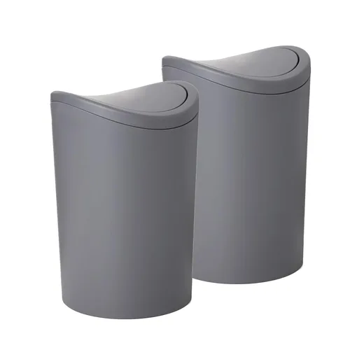 Miniatura 12 de Superio MIni - Bote de basura para baño con tapa, cubo de basura mini gris moderno con tapa abatible (1 1/2 galones, 6 litros) bote de basura