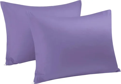 Miniatura 15 de uxcell Fundas de almohada tejidas de 100% algodón egipcio, fundas de almohada suaves y transpirables con cierre de cremallera, 2 fundas de almohada