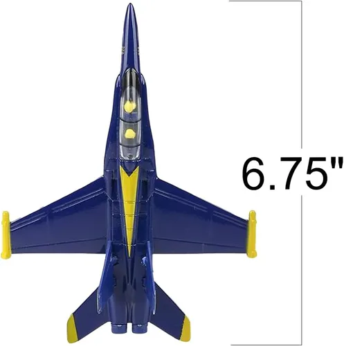 Miniatura 3 de ArtCreativity Avión de juguete de 6 pulgadas F-18 Blue Angels con mecanismo de retroceso (juego de 2), juguetes de avión de metal fundido a presión