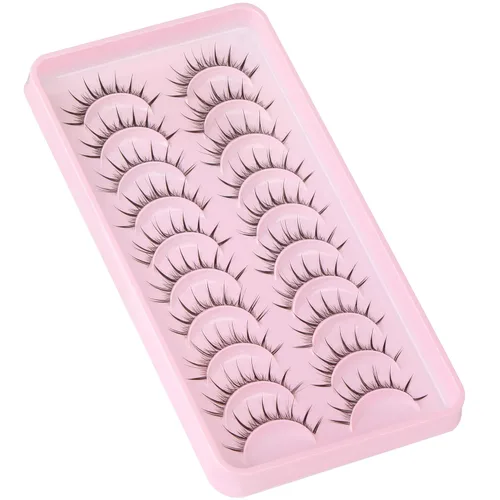 Miniatura 5 de Geeneiya - Pestañas postizas individuales de aspecto natural, de visón, paquete de 10 pares de pestañas postizas 3D esponjosas
