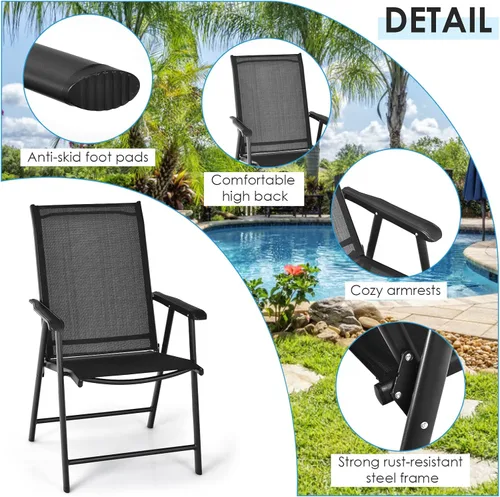 Miniatura 5 de S AFSTAR Juego de 2 sillas de patio, sillas plegables para exteriores con reposabrazos, sillas plegables al aire libre para césped, jardín, patio