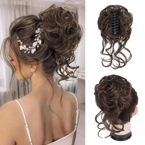 Miniatura 11 de Extensiones de moño grandes y desordenadas para mujer, onduladas, rizadas, extensiones de moño falso, extensiones de cola de caballo para recoger
