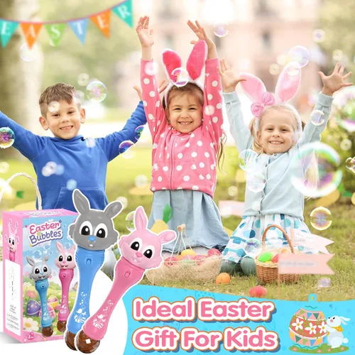 Miniatura 6 de Máquina de burbujas para niños, paquete de 2 varitas de burbujas de conejo, soplador automático de burbujas de conejo, juguetes de burbujas