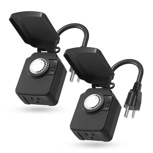 Miniatura 10 de BN-LINK Temporizador de luz mecánico para exteriores de 24 horas, impermeable, resistente, 15 A 1/2 HP, 1 toma de temporizador con conexión a tierra