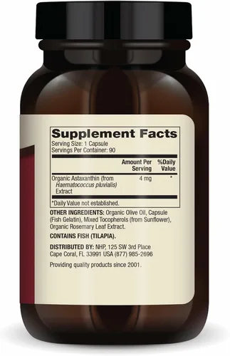 Miniatura 2 de Dr Mercola Astaxantina 4 mg, 90 porciones (90 cápsulas), sin OMG, sin soja, sin gluten