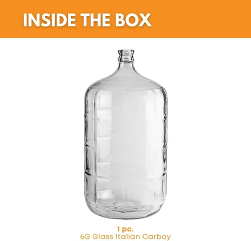 Miniatura 2 de FastRack Garrafón de vidrio de 6 galones Fermentador transparente para vino y cerveza Garrafón de vidrio italiano para elaboración casera