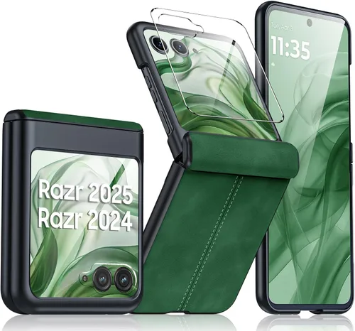 Miniatura 62 de para Samsung Galaxy Z Flip 7 Funda con protección de bisagras y protector de pantalla incorporado, funda de cuero mate de policarbonato ultradelgada