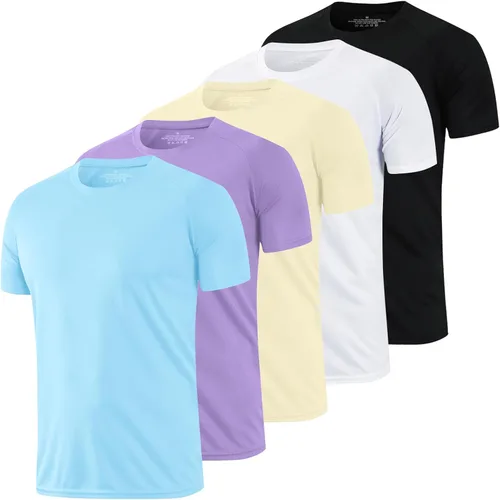 Miniatura 8 de HovSiyla - Paquete de 1/5 camisetas para correr de hombre, tops deportivos, ajustados, para gimnasio, transpirables, con tecnología de absorción