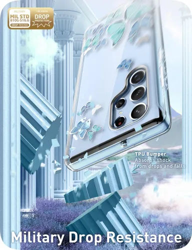 Miniatura 4 de i-Blason Funda para Samsung Galaxy S22 Ultra 5G (2022) con protector de pantalla integrado, diseño de purpurina de la serie Cosmo Slim protección