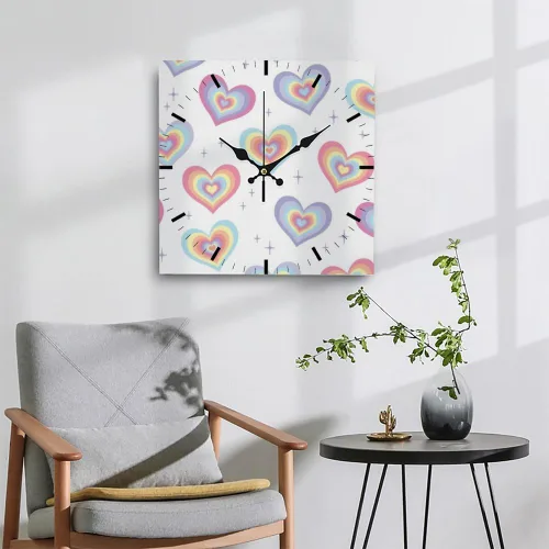 Miniatura 4 de Reloj de pared de estilo retro de los años 70S Groovy Hearts, funciona con pilas, reloj de pared con pilas, reloj de pared para cuarto de cocina