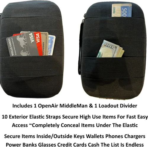 Miniatura 2 de Keyfit Tools OpenAir MiddleMan - Bolsa de transporte diario para hombres, libera tus bolsillos, organiza tu vida, bolso de viaje para hombre, Negro