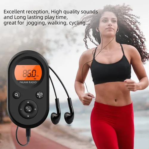 Miniatura 8 de Radio de bolsillo personal AM/FM portátil, radio transistor recargable con la mejor recepción, batería de larga duración, auriculares estéreo