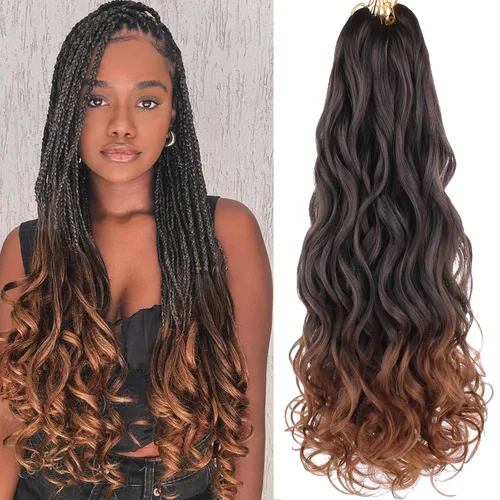 Miniatura 25 de Unionbeauty - Cabello rizado francés trenzado de 10 pulgadas, trenzas rizadas estilo Bob francés, cabello de ganchillo, 8 paquetes de trenzas