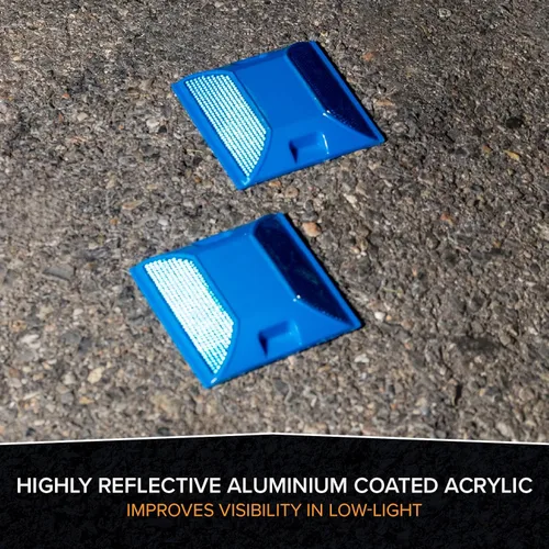 Miniatura 7 de Reflectores de carretera azules para boca de incendios, paquete de 2 + almohadillas adhesivas Marcadores de 4 por 4 pulgadas para pavimento