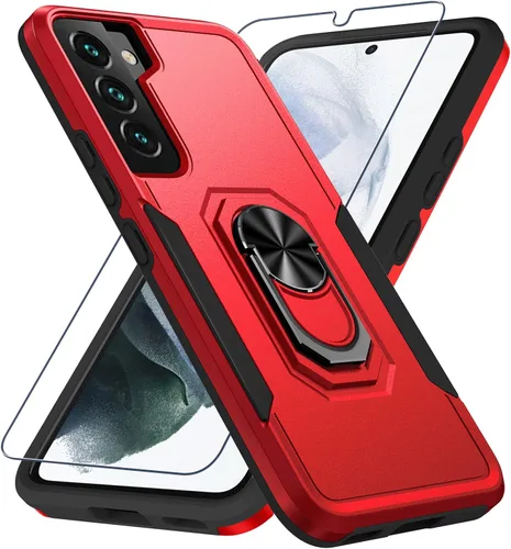 Miniatura 26 de Funda compatible con Samsung Galaxy S22 con protector de pantalla [no para S22+], resistente a prueba de golpes, funda de teléfono de cuerpo Verde