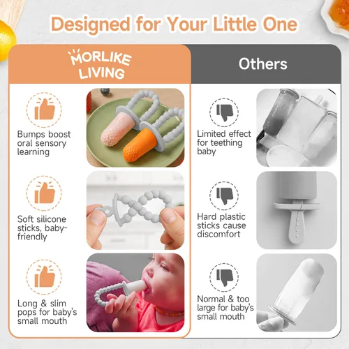 Miniatura 3 de Morlike Baby Tiny Pops, Molde de paletas de silicona 100% para bebés de 4 meses + moldes de leche materna para aliviar la dentición, esenciales