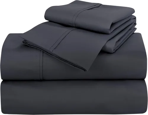 Miniatura 30 de Royale Linens - Juego de sábanas de 400 hilos, 100 % algodón cultivado en EE. UU., 4 piezas, sábana de satén, tamaño Queen - 1 sábana bajera, 1