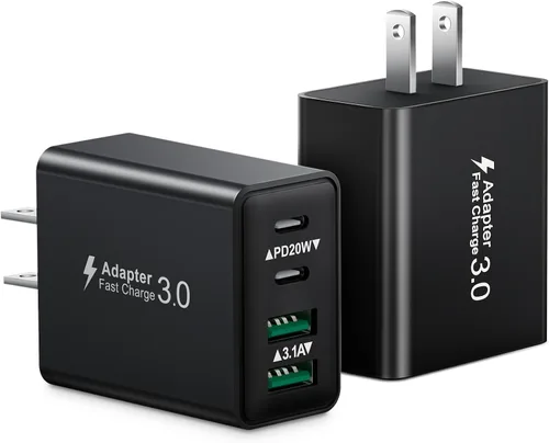 Miniatura 20 de Bloque de carga USB C, cargador de pared USB C de 40 W, adaptador de corriente PD de doble puerto, enchufe de pared QC USB C, bloque de carga rápida