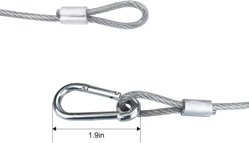 Miniatura 7 de Cable de seguridad para luces de escenario premium, carga de 110 libras y 0.157 in de diámetro, cuerda de seguridad de acero inoxidable de 31.5