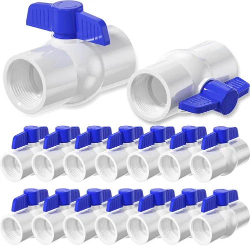 Miniatura 16 de Válvula de bola de PVC NPT de 1 pulgada, válvulas de tubería de agua de PVC SCH40 roscadas, válvula de bola de cierre de agua con mango en T roja