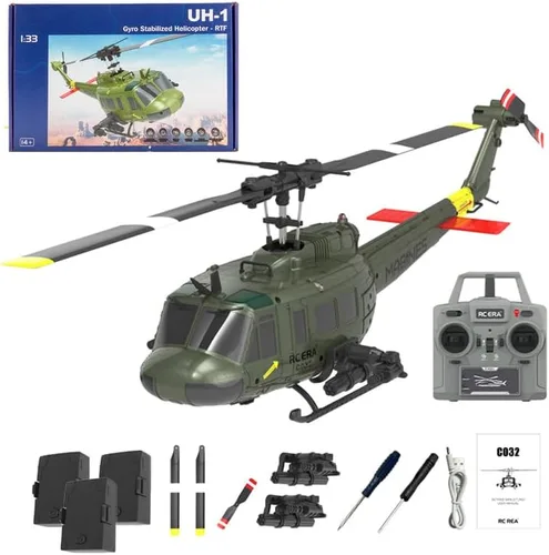 Miniatura 16 de Helicóptero RC 1/48 para adultos, RC ERA C032 UH-1 Huey 2.4G 6CH Gyro estabilizado aeronave de control remoto con retención de altitud y flujo