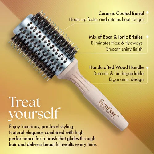 Miniatura 3 de Olivia Garden EcoHair Combo Vent Cepillo redondo de bambú para el cabello