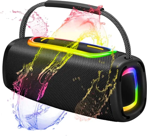 Altavoz Bluetooth BT5.4 para exteriores: sonido fuerte de 60 W, IPX7 impermeable con 40 horas de reproducción, bajo, TWS, altavoces inalámbricos