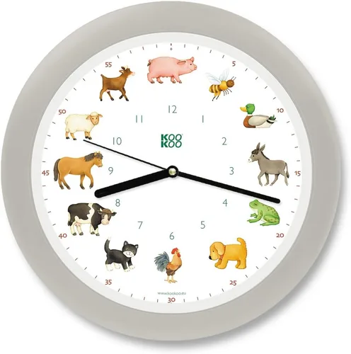 Miniatura 13 de KOOKOO Kids World Sunny Flower - Reloj de pared para niños con sonidos naturales, 12 animales de granja Flor soleada