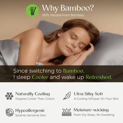 Miniatura 4 de MURT Pure Bamboo, juego de sábanas tamaño King de 100% viscosa de bambú, 400 hilos, refrescante y suave como la seda, certificado Oeko-TEX, bolsillo