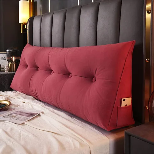 Miniatura 13 de Almohada triangular grande para cabecero, almohada de lectura para sentarse en la cama, respaldo y posicionamiento, cojín de cuña, marrón