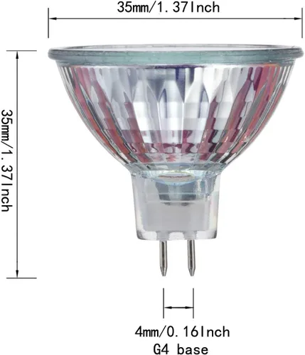 Miniatura 2 de Bombillas halógenas MR11 de 12 V 20 W (paquete de 6) - Bombilla halógena de precisión de fibra óptica con cubierta de vidrio, bombilla halógena