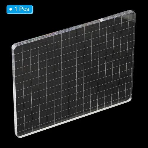 Miniatura 3 de PATIKIL Bloque de sello acrílico de 6 x 5 pulgadas, bloque de estampado transparente con líneas de cuadrícula, bloques de montaje decorativos