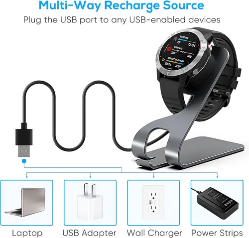 Miniatura 6 de Garmin - Estación de carga magnética con cable USB de 5 pies para Instinct, Vivoactive 3/4, Fenix 5/6, Venu, Forerunner 745/945/935/245, Approach S60