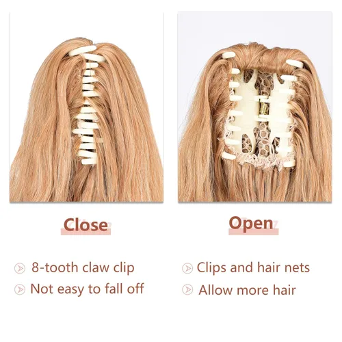 Miniatura 123 de Extensiones de cola de caballo de cabello rubio, extensiones de cola de caballo para mujer, pinza de extensiones de cabello rizado de 12 pulgadas