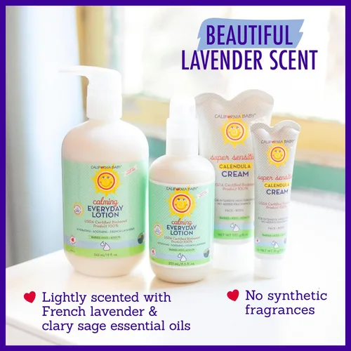 Miniatura 7 de California Baby Loción calmante Hidratante 100% a base de plantas Loción de lavanda para bebé Hidratante facial para piel seca