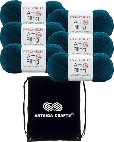 Miniatura 15 de Premier Yarns Everyday Anti-Pelusa Hilo Sólido Verde Pino DN100-8 (6-Madejas - Mismo Lote de Tinta) #4 Peso Estambre Acrílico para Tejer