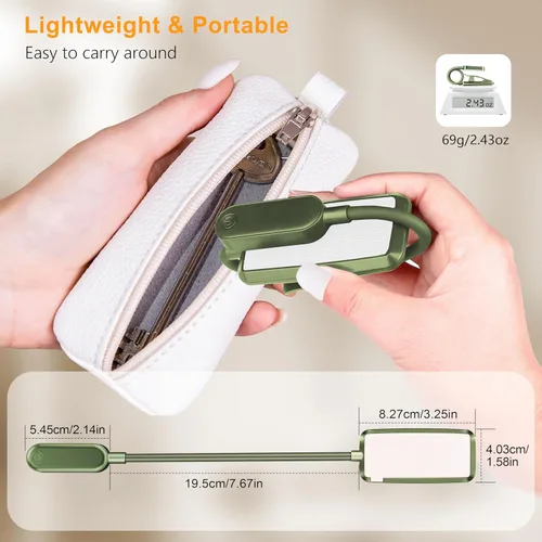 Miniatura 8 de Gritin Luz de libro recargable de 16 LED para leer en la cama, cuidado de los ojos, 3 temperaturas de color, brillo de atenuación continua, 80 horas