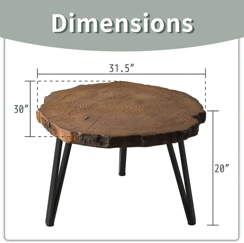 Miniatura 3 de SUNBURY Mesa auxiliar para interiores y exteriores, mesa auxiliar de hormigón de aspecto de madera de 31 pulgadas, moderna mesa de centro redonda
