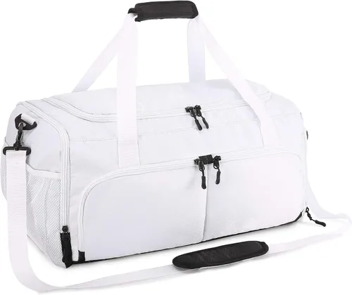 Miniatura 8 de Sucipi Bolsa de gimnasio para hombres y mujeres, bolsas de viaje pequeñas con compartimento para zapatos y bolsillo húmedo, bolsa ligera de fin