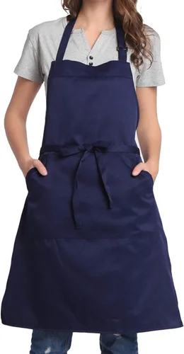 BIGHAS - Delantal ajustable con babero y lazos largos, disponible en 18 colores, ideal para chefs, cocina, hogar, restaurante, mujeres, hombres,