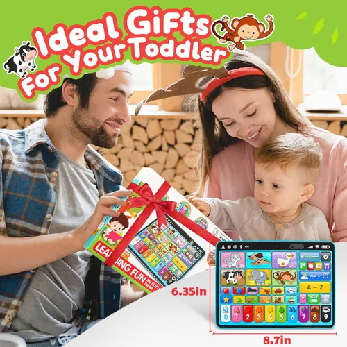 Miniatura 5 de Peacurh Tableta de Juguete de Aprendizaje Trilingüe con Música y Sonido, Juguetes de Terapia Musical del Habla Montessori, Regalos para Niño, Niña