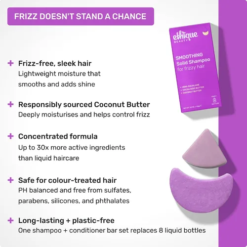 Miniatura 2 de Ethique Barra de champú suavizante para cabello encrespado con mantequilla de coco, sin plástico, sin crueldad, vegano, 3.88 onzas, anteriormente