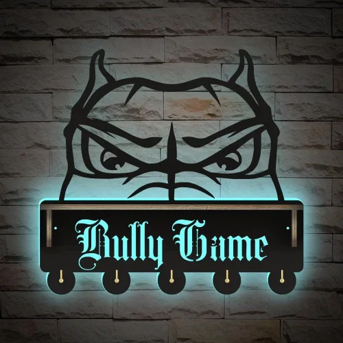 The Geeky Days Peeking American Bully Head - Estante organizador de llaves con 5 ganchos, moderno organizador de entrada que brilla en la oscuridad,