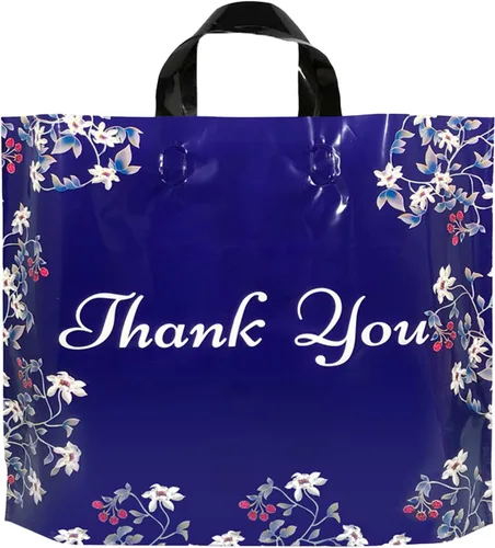 Miniatura 22 de 50 bolsas de plástico de 9.8 x 11.8 pulgadas, bolsas de compras al por menor, bolsas de boutique con asas, hermoso día (más patrones disponibles)