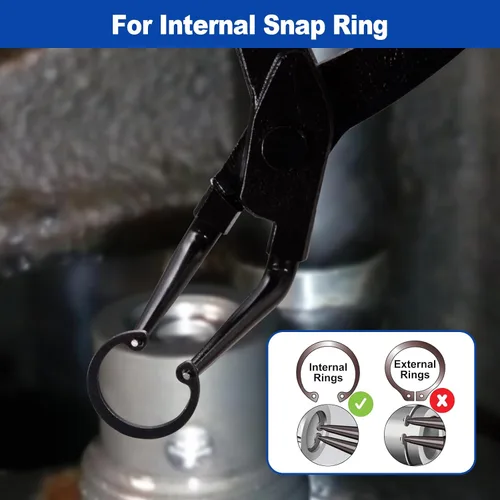 Miniatura 3 de Toolwiz Alicates de Anillo de Retención Resistentes, Anillo de Retención Interno Alicates de Clip Circlip C de 90 Grados para Camiones, Rojo