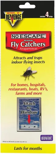 REVENGE - Atrapasamoscas de ventana sin escape, paquete de 4 tiras adhesivas no tóxicas para uso en interiores, atraen y atrapan insectos