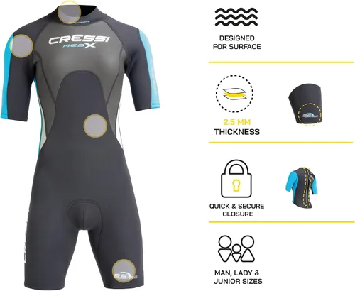 Miniatura 5 de Traje de neopreno corto para mujer adulta para esnórquel, buceo, neopreno térmico de calidad de 0.098 in - Med X: diseñado en Italia por Cressi